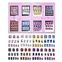 Townley Girl 96 Pcs Glitter-Glamup & Metallic Press-On Nails Artificial Fake False Nails Set for Tweens with Pre-Glue Full Cover Acrylic Nail Tip Kit
