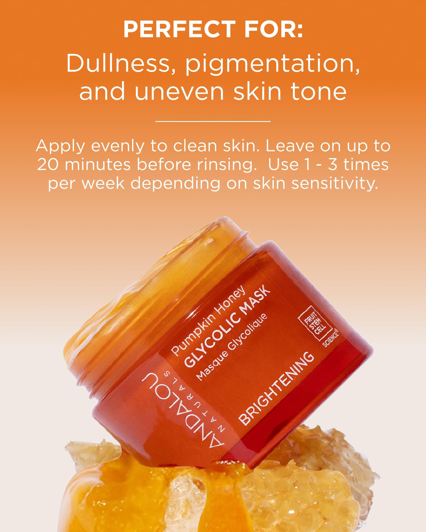 Andalou Naturals Pumpkin Honey Glycolic Mask (NEW FORMULA) - Exfoliating Face Mask with Glycolic Acid, Vitamin C for a Radiant Glow - Gentle Exfoliant