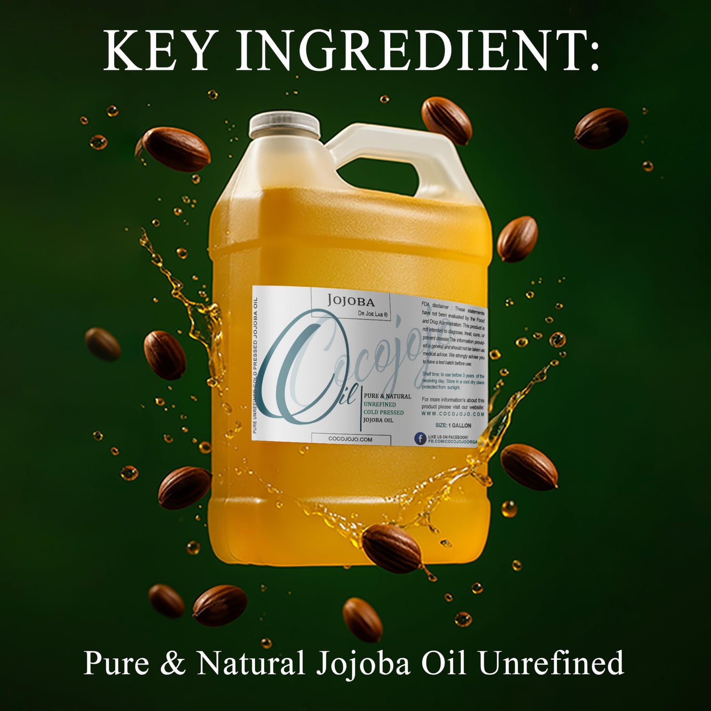 Cocojojo Jojoba Oil Organic, jojoba oil for Hair Growth, jojoba oil for Skin, for Face, 100% Pure Natural, Cold Pressed, Deep Moisturizing Anti-Aging
