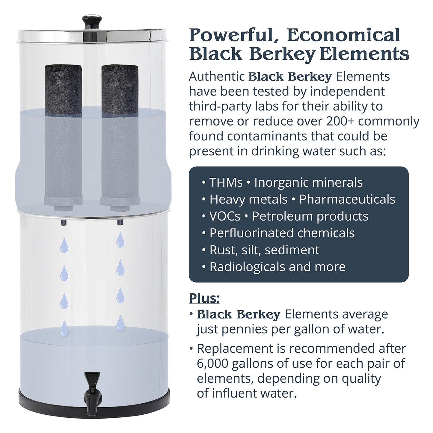 Go Water Filter Kit with 1 Qt. Berkey Gravity Fed Water Filter System, Sport Bottle and Black Primer