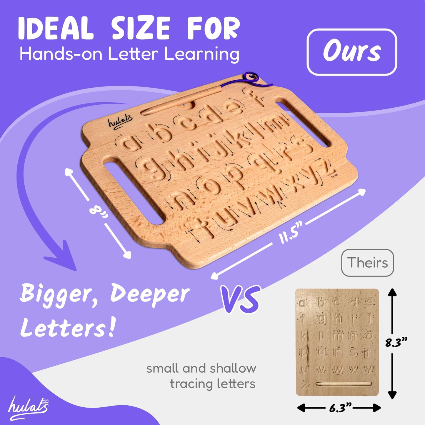 Hulats Wooden Alphabet Tracing Board – Montessori Sensory Writing Pad for Kids Ages 3–5, Portable Learning Toy for Letter Writing Practice