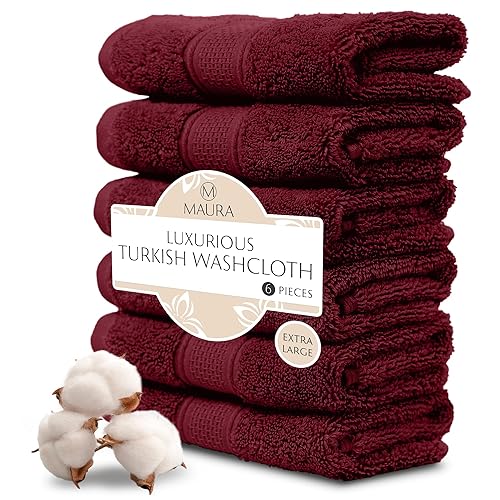 MAURA 6-Pack Premium Turkish Washcloth Set - Ultimate Luxury with Soft, Thick, Super Absorbent, and Oversized Cotton Face Towels - Ideal for a Hotel…