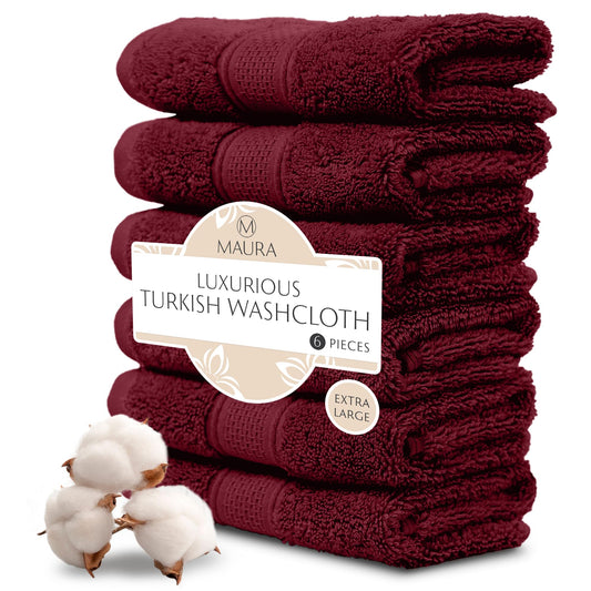 MAURA 6-Pack Premium Turkish Washcloth Set - Ultimate Luxury with Soft, Thick, Super Absorbent, and Oversized Cotton Face Towels - Ideal for a Hotel…