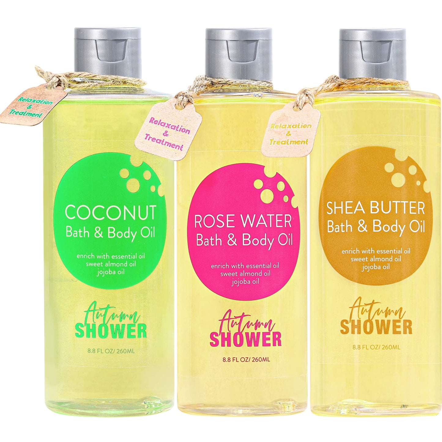 Autumn Shower Bath and Body Oil with Sweet Almond Jojoba, Shea Butter, Rose Water, Coconut Bath Oils Mother's Day Gift for Women, Multiuse Oil
