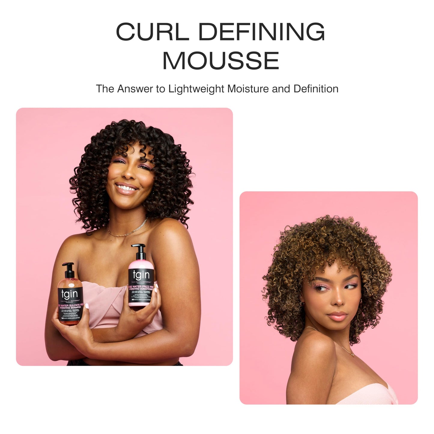 tgin Rose Water Curl Defining Mousse - Curly Hair Products with Lightweight Hold - Moisturizes and Defines Waves Without Crunch - Hair Mousse Without