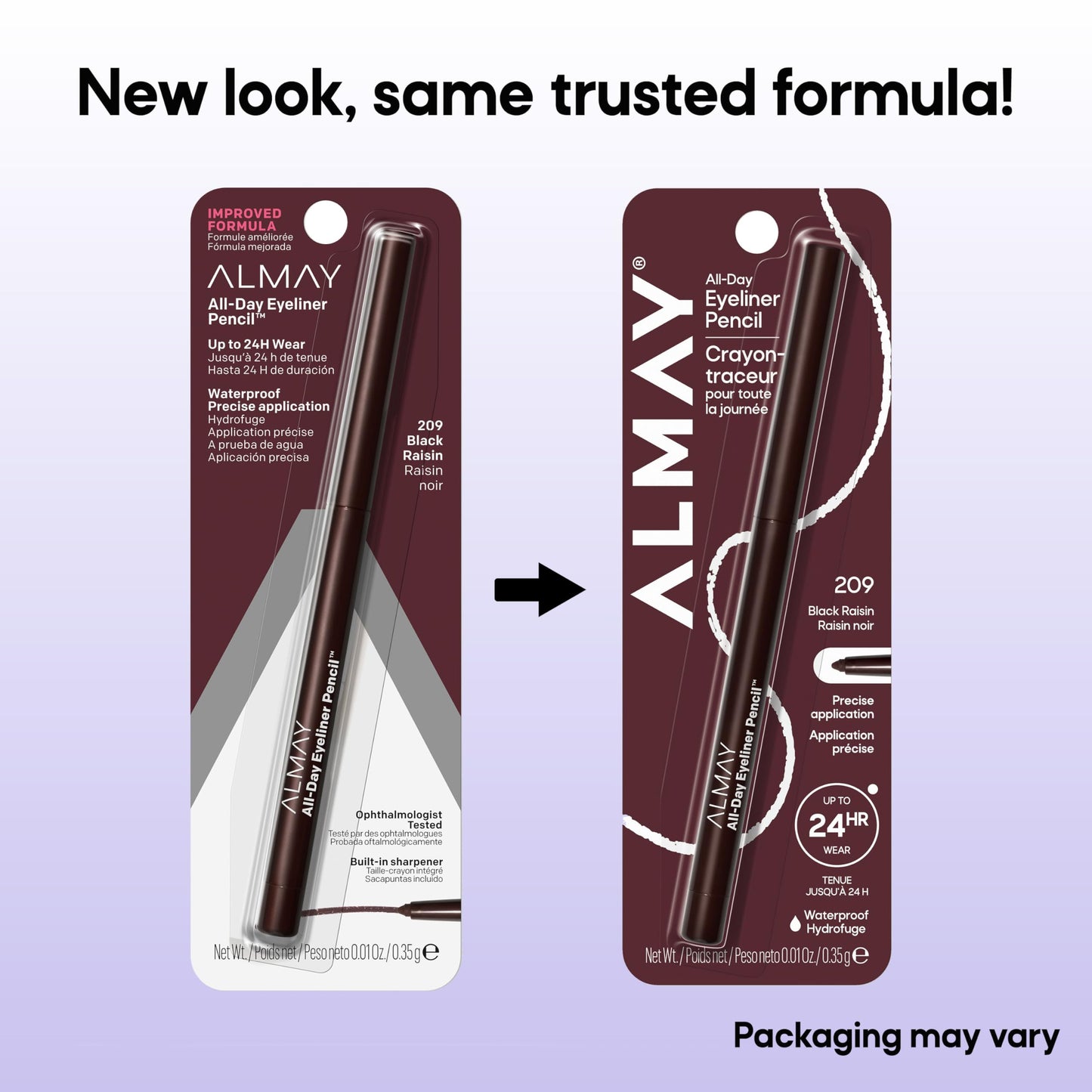 Almay All-Day Eyeliner Pencil, Hypoallergenic, Cruelty-Free, Smudge-Proof, Ophthalmologist Tested, Stocking Stuffer for Women, 209 Black Raisin, 0.01