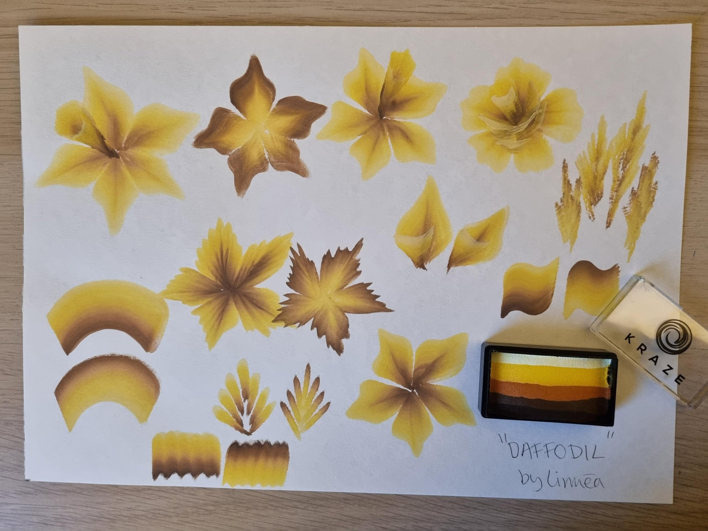 Kraze FX Dome Stroke - Daffodil by Linnea (25 gm), Professional 1-Stroke Split Cake, Hypoallergenic, Non-Toxic, Water Activated Face & Body Painting