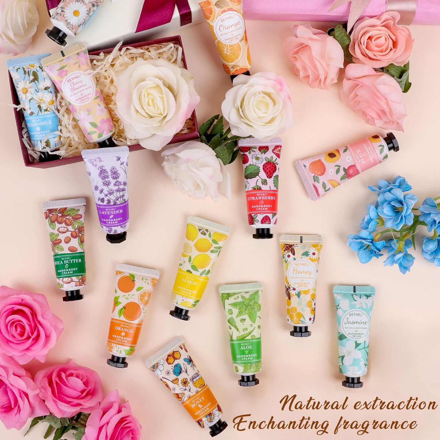 24 Pack Hand Cream Gift Set For Women,Teacher Appreciation Gifts,Mini Hand Lotion Travel Size Moisturizing Hand Cream for Dry Cracked Hands,Graduation Beauty and Personal Care BESNEL
