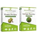 Attar Ayurveda Natural Hair Dye Combo - Black Henna and Indigo Powders (400 Grams Total) - 14 Ounce Pack