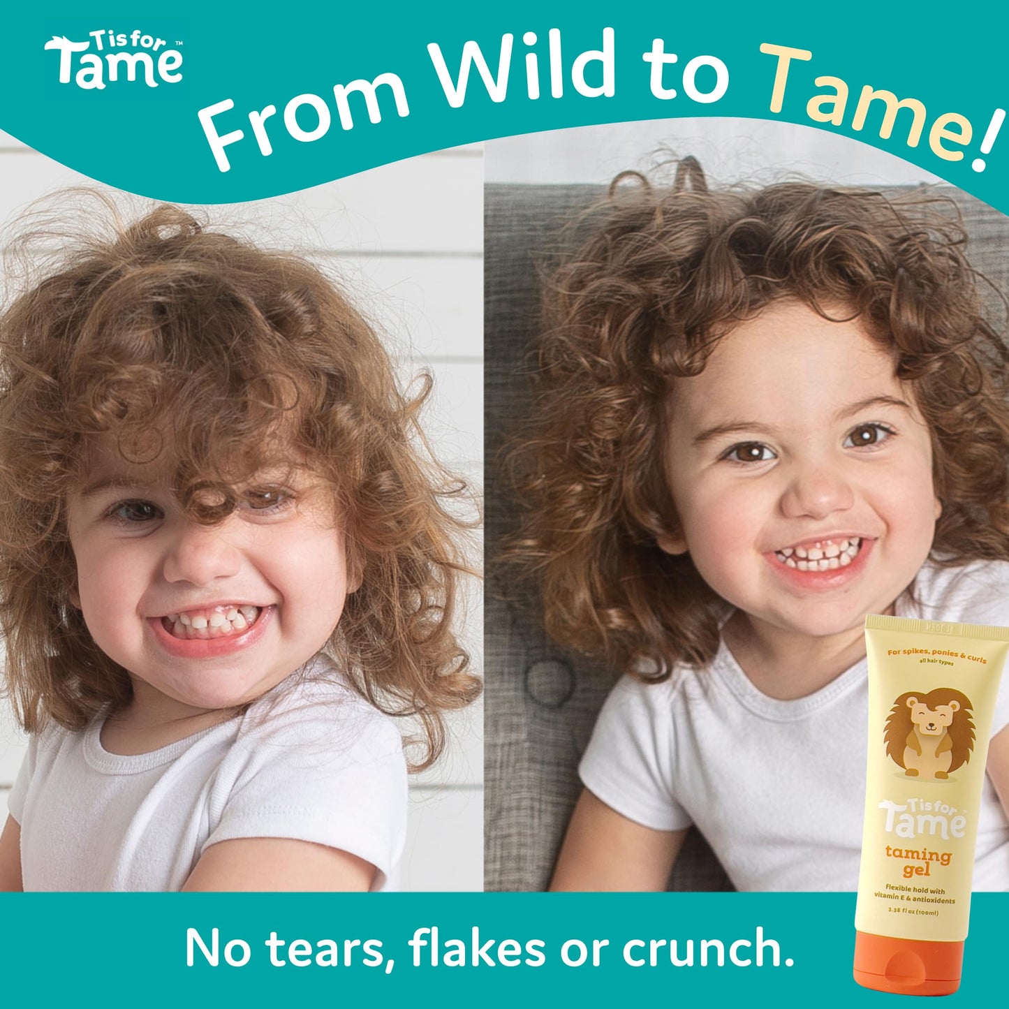 T is for Tame - Hair Taming Gel for Toddlers, Babies, and Kids - Vegan & Natural Hair Gel, Anti-Frizz, Non-Sticky, Styling Gel for Girls & Boys Beauty and Personal Care T is for Tame
