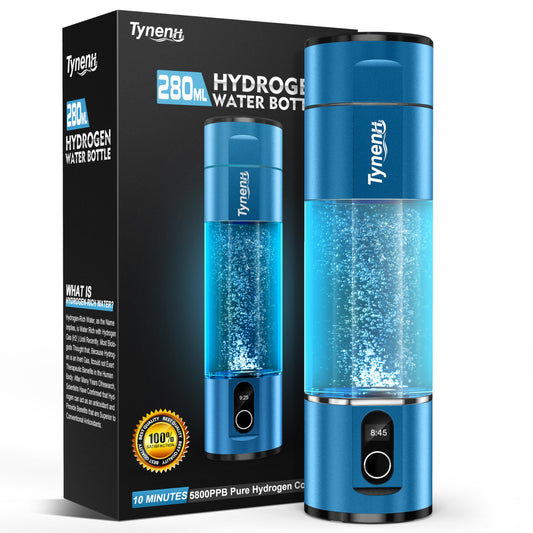 Portable Hydrogen Water Bottle Generator: 280ML Water lonizer Machine with 5800PPB+,SPE/PEM Technology,5/10min,Rechargeable Aquahealth Hydrogen