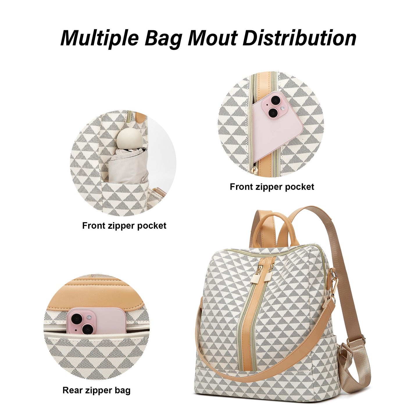 Makes Backpack Purse for Women PU Leather Travel Satchel Handbag Convertible Design Bag with Purse 2 Piece