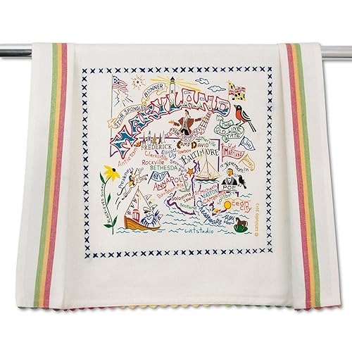 Catstudio Maryland Dish Towel - U.S. State Souvenir Kitchen and Hand Towel, Perfect Tea Towels for Maryland Lovers, Travel Souvenir, Housewarming…