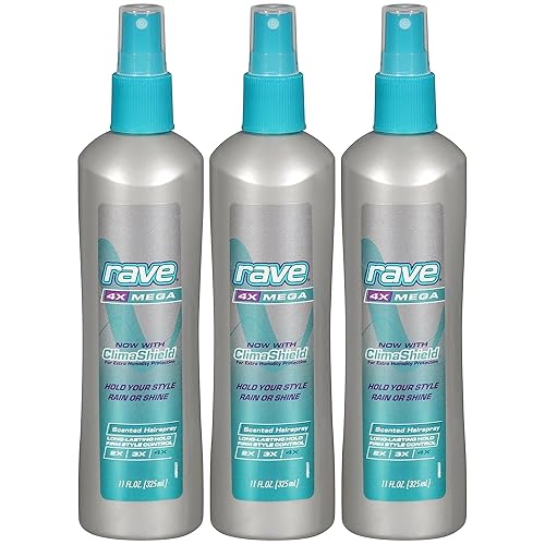 rave Scented Hair Spray, 4X Mega Hold for for Long Lasting Firm Style Control, Non-Aerosol, 11 Ounce (Pack of 3)#