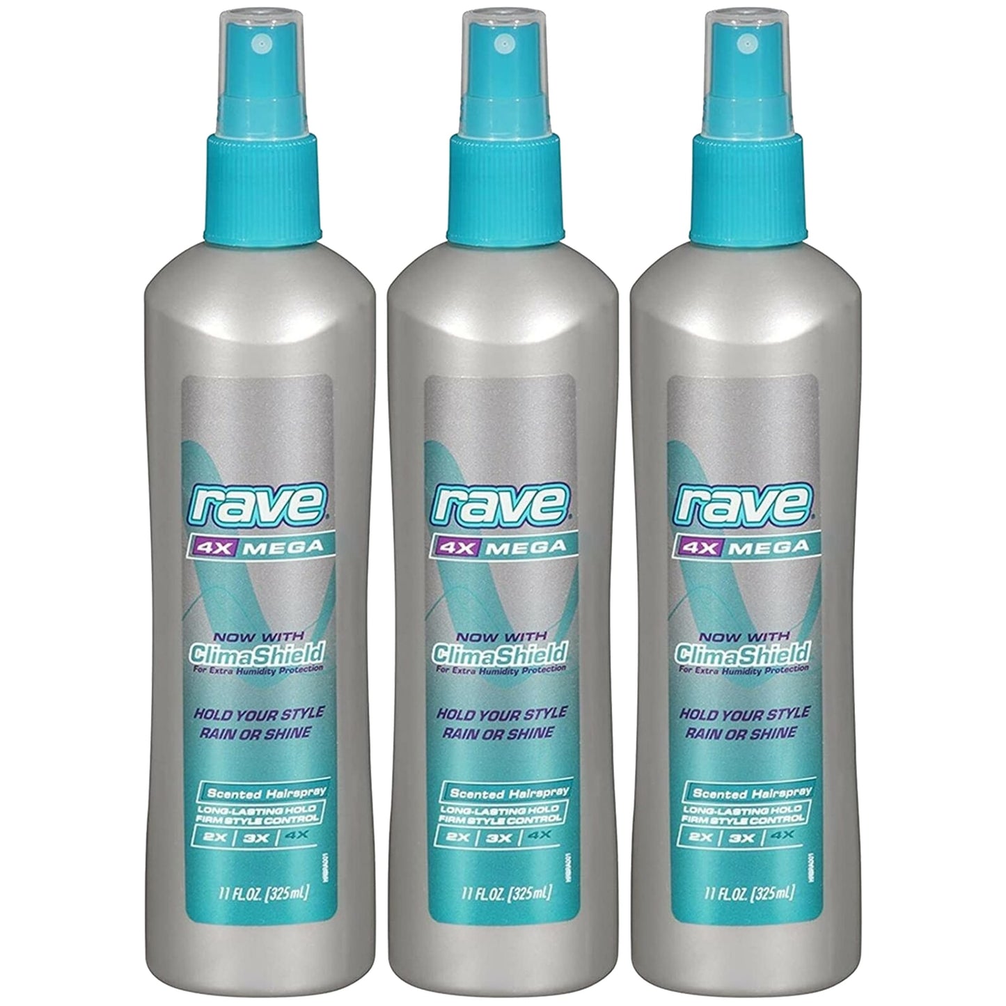 rave Scented Hair Spray, 4X Mega Hold for for Long Lasting Firm Style Control, Non-Aerosol, 11 Ounce (Pack of 3)#