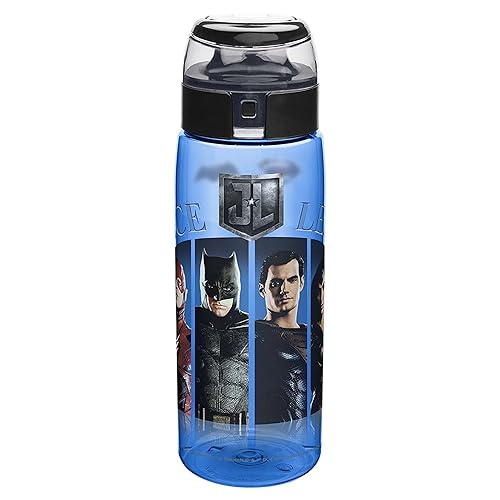 Zak Designs JLMA-K950 DC Comics Justice League Movie BPA Free Water Bottle with Loop 25 Ounce, Multicolor, Single