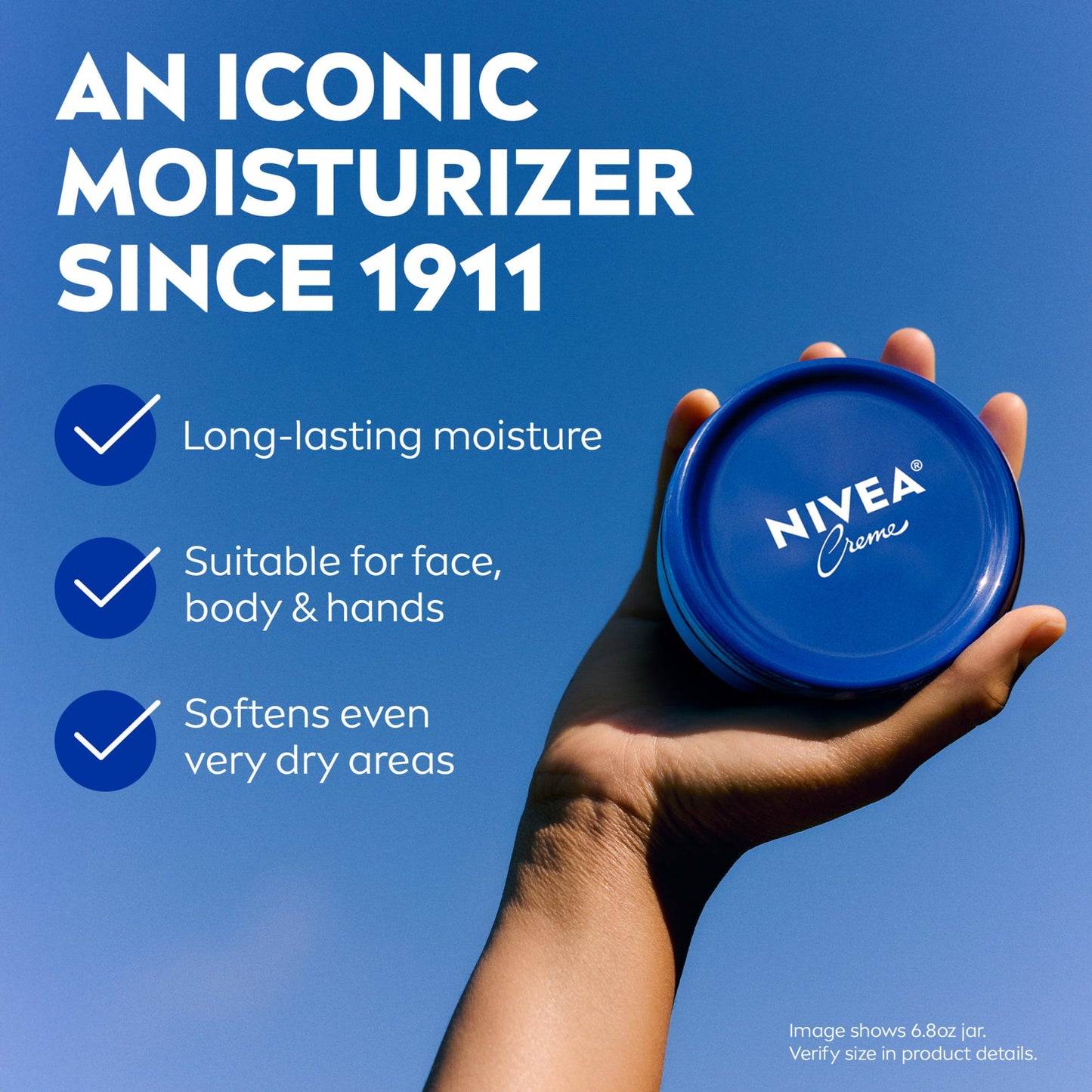 NIVEA Creme Face, Hand and Body Moisturizer Cream, Rich Body Cream for Dry Skin with Provitamin B5, Fast-Absorbing and Non-Comedogenic, For Daily Use