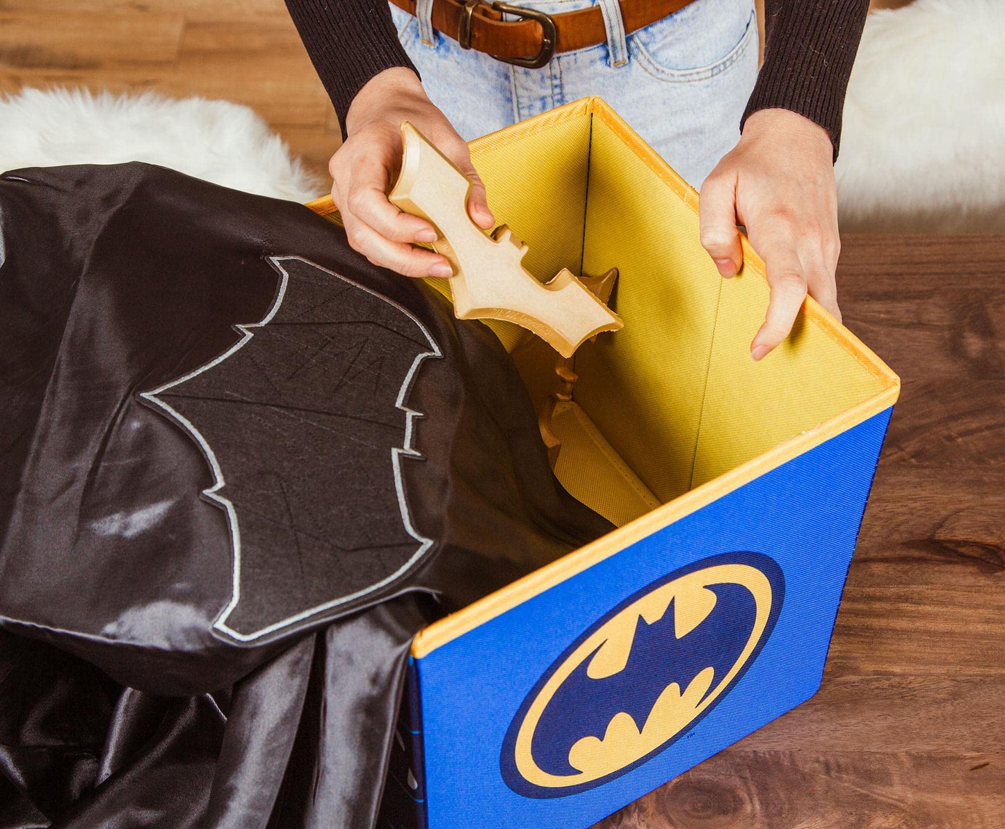 Ukonic DC Comics Batman Logo 11-Inch Storage Bin Cube Organizer | Fabric Basket Container, Cubby Cube Closet Organizer | Comic Book Superhero Toys…