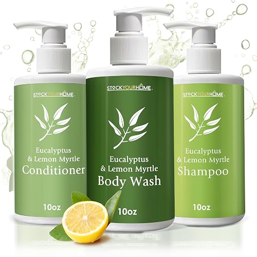 Shower Essentials Set for Men and Women, 3 Piece Shampoo Conditioner and Body Wash Set, 10 oz Bottles, Guest Bathroom Toiletries for Hotels