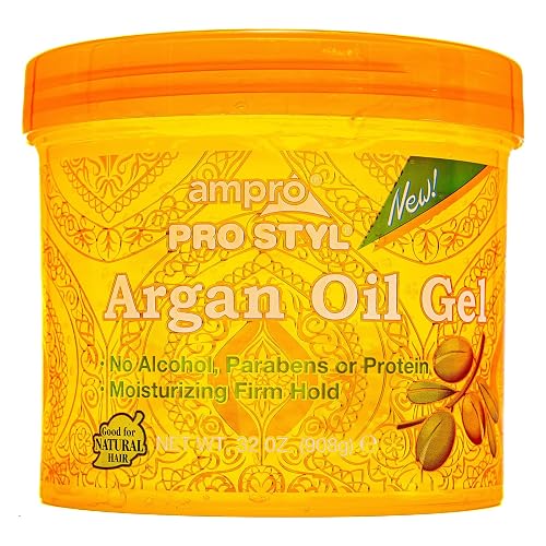 Ampro Pro Styl Argan Oil Styling Gel - Moisturizes and Conditions Your Strands - Non-Flaking, Alcohol Free, Vegan Formula - Creates Flexible