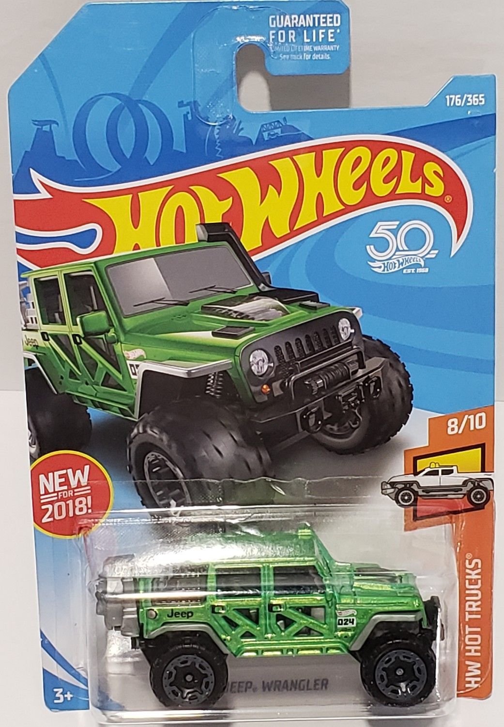 Hot Wheels 2018 50th Anniversary HW Hot Trucks '17 Jeep Wrangler 176/365, Green
