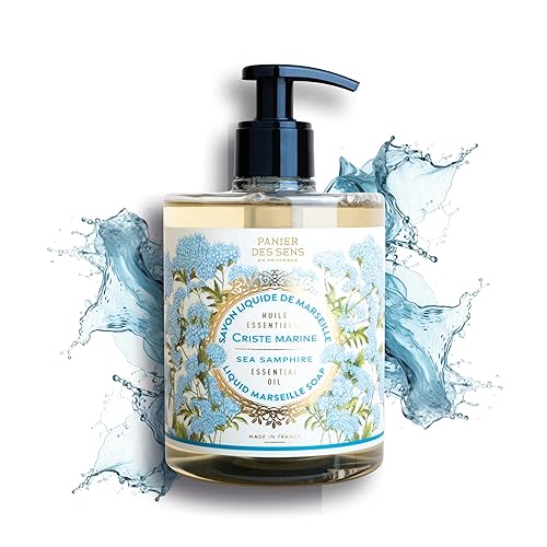 Panier des Sens - Fresh Sea Samphire Moisturizing Liquid Hand Soap - French Provence Hand Wash - Savon de Marseille Soap with Olive Oil - Refillable