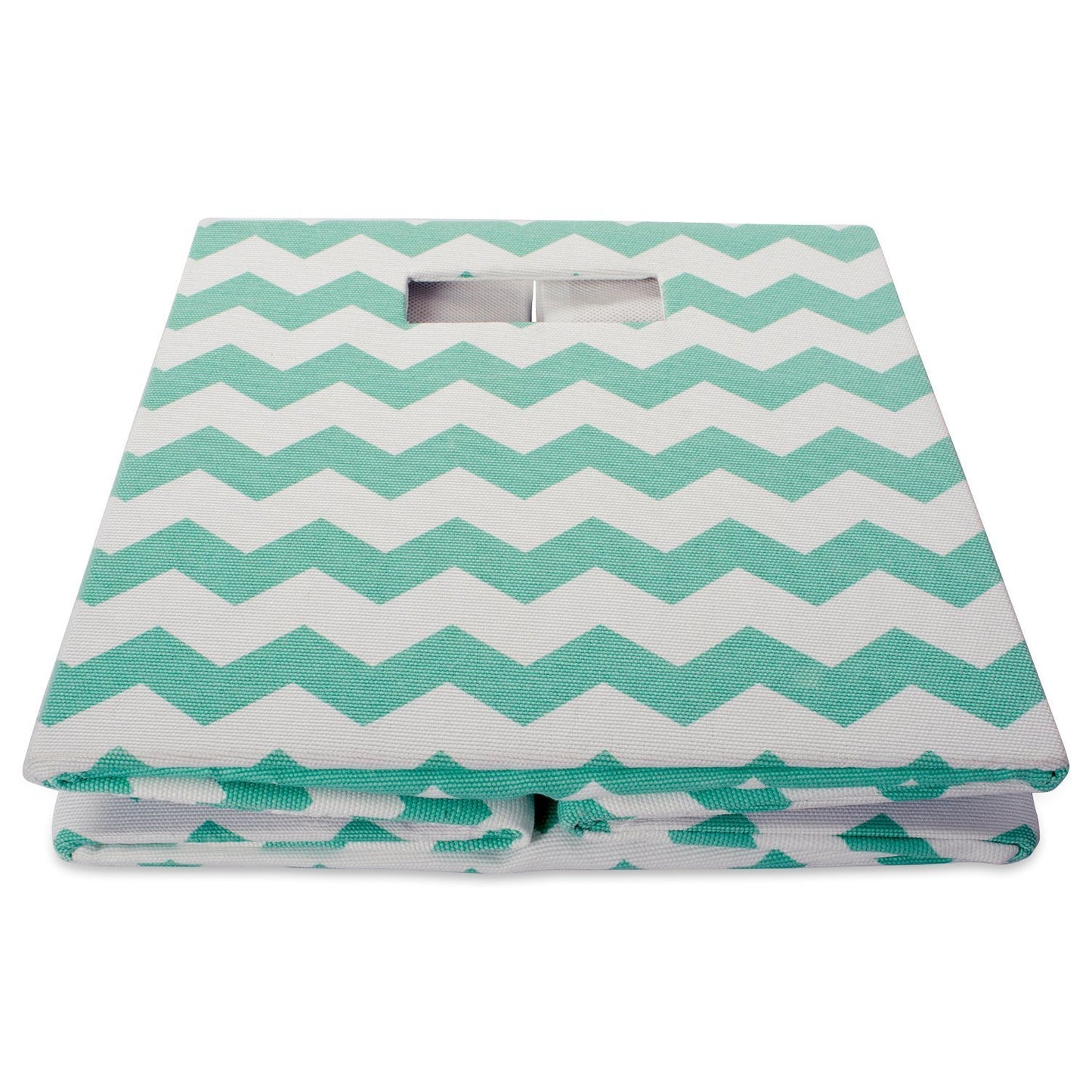 DII Collapsible Polyester Storage Cube, Chevron, Aqua, Large