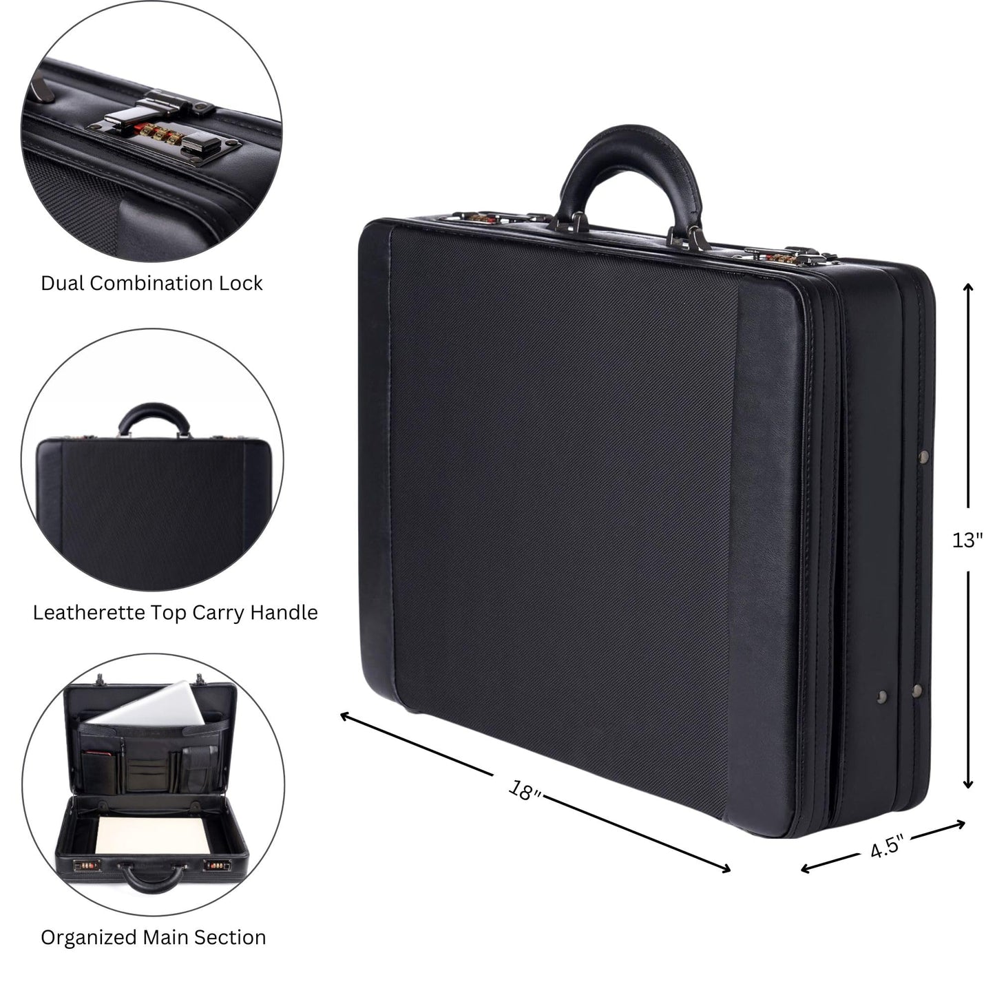 Alpine Swiss Mens Briefcase | Hard Side Business Case | Expandable Attache Case For Men | Dual Combination Locks | Padded Interior | Multi Organizer