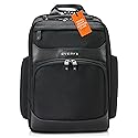 EVERKI Onyx Premium Business Executive Laptop Backpack - Ballistic Nylon and Leather Office Backpack Laptop Bag, Travel Friendly - Dedicated Compartment up to 17.3", 36L Capacity (EKP132S17), Black