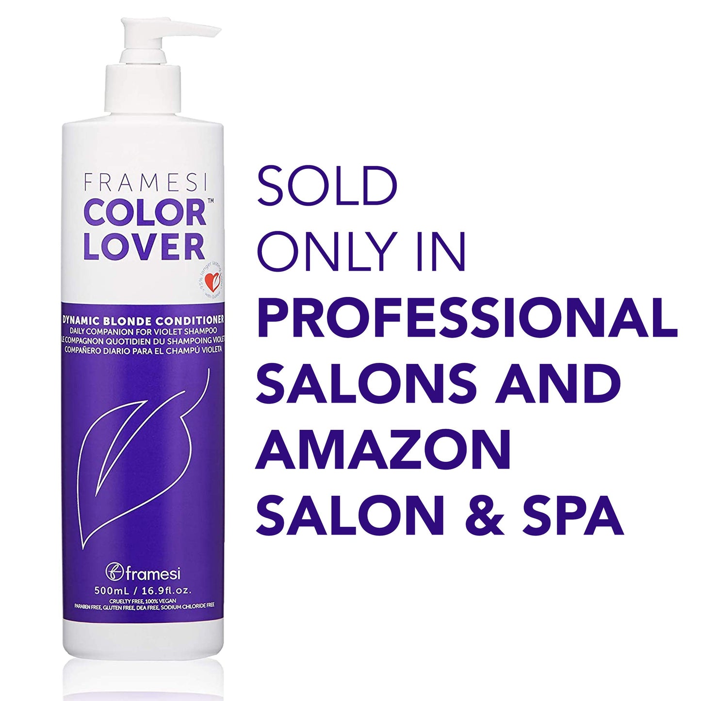 FRAMESI Color Lover Dynamic Blonde Sulfate Free Purple Conditioner for Color Treated Hair, 16.9 fl oz