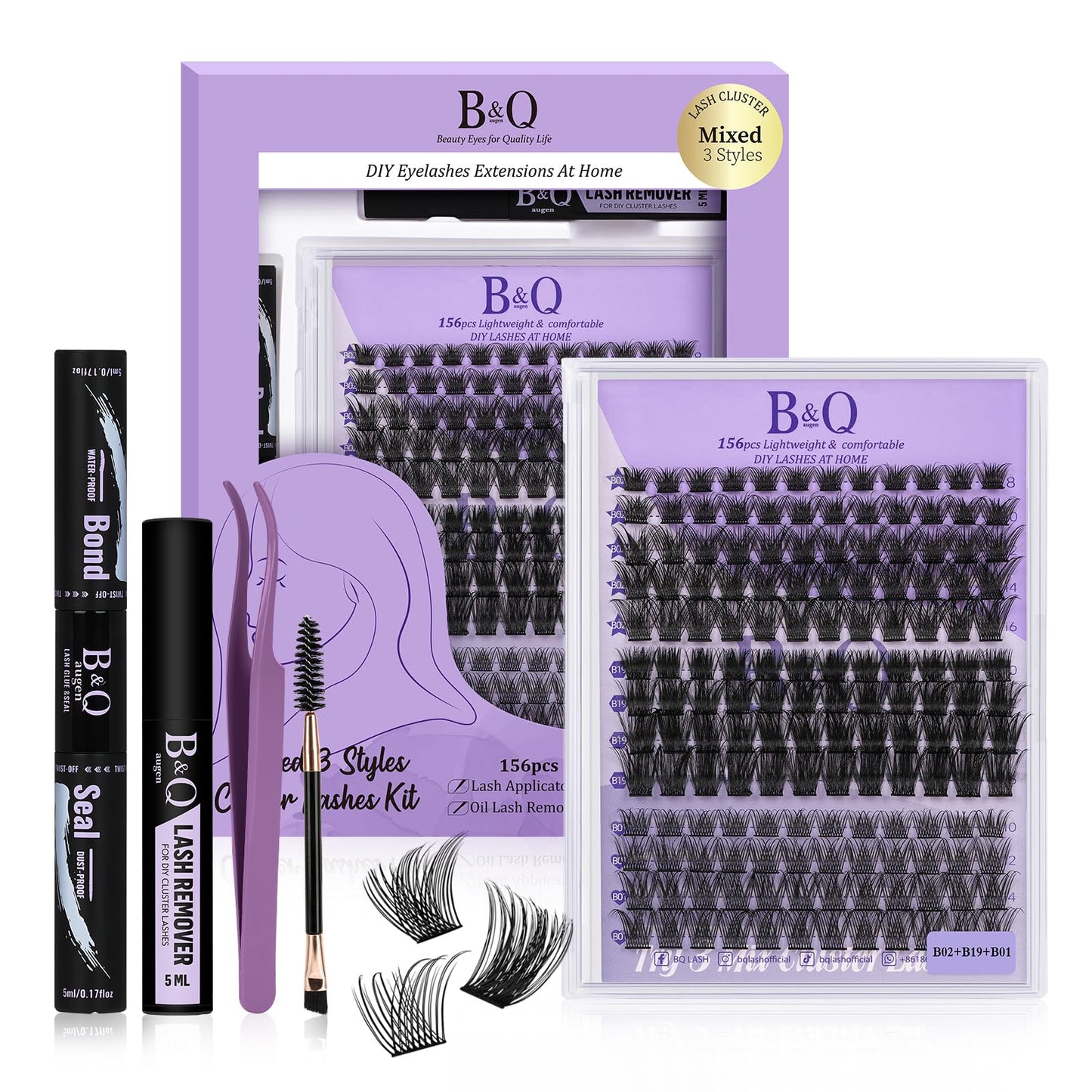 Lash Clusters D Curl 14mm DIY Eyelash Extensions 72 Clusters Lashes B&Qaugen Eyelash Clusters Eyelash Extensions Volume Wispy Individual Lash Clusters Beauty and Personal Care B&Qaugen Default Title
