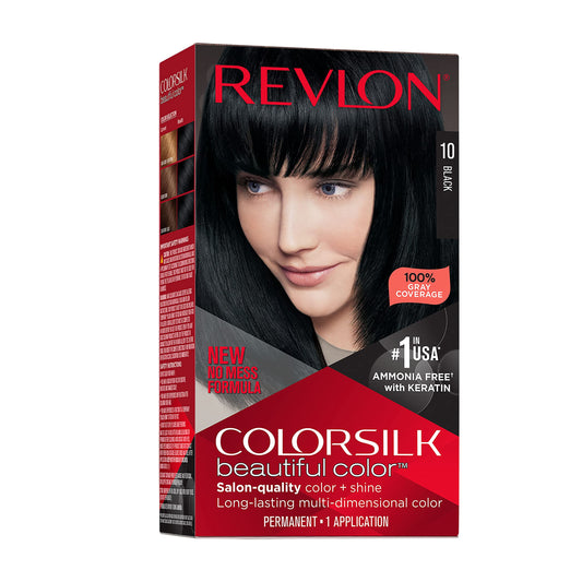 Revlon Colorsilk Beautiful Color Permanent Hair Color, Long-Lasting High-Definition Color, Shine & Silky Softness with 100% Gray Coverage, Ammonia