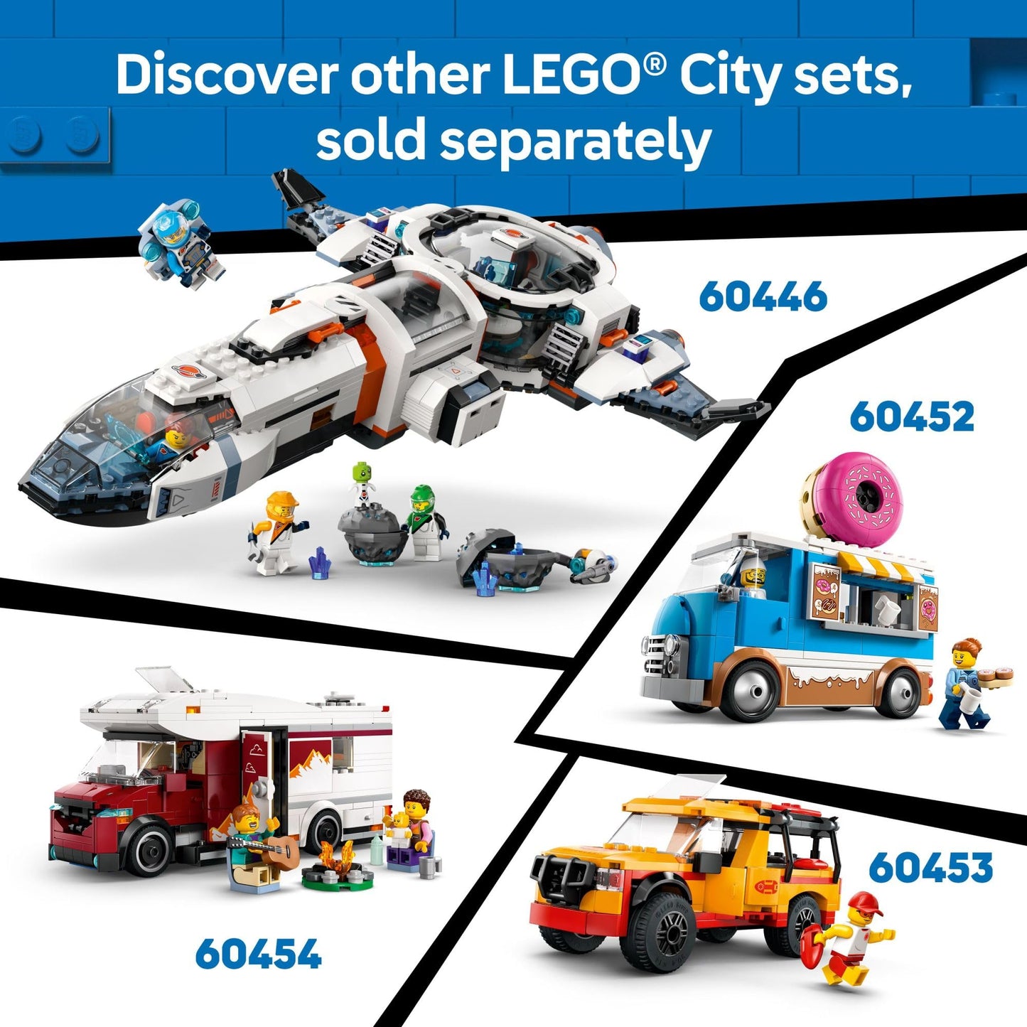 LEGO City Holiday Adventure Camper Van Toy Set – Vacation Building Kit for Kids 6+ with 3 Minifigures & Accessories – 60454