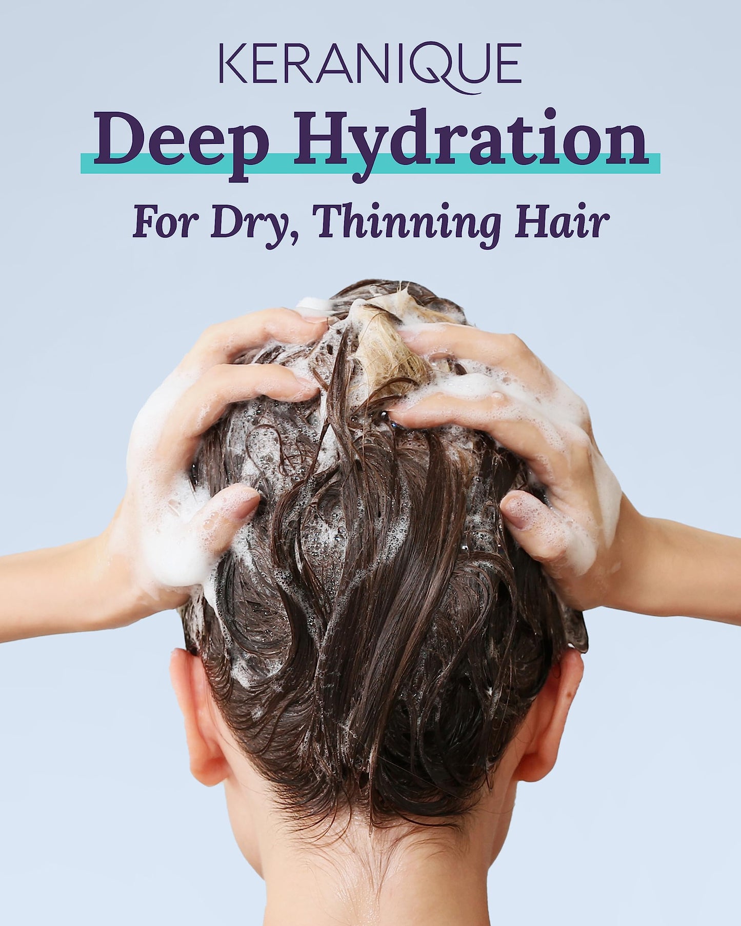 Keranique Deep Hydration Shampoo and Conditioner Set for Dry, Thinning Hair - Keratin, Biotin & Niacinamide - Moisturizing, Strengthening & Volumizing