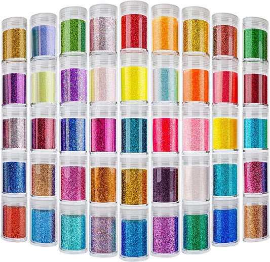 Fine Glitter for Epoxy Resin, Set of 45 Colors, Estanoite Extra Fine Craft Glitter Powder, Assorted Nail Arts Glitter, Cosmetic Powder for Body Face Beauty & Personal Care Estanoite