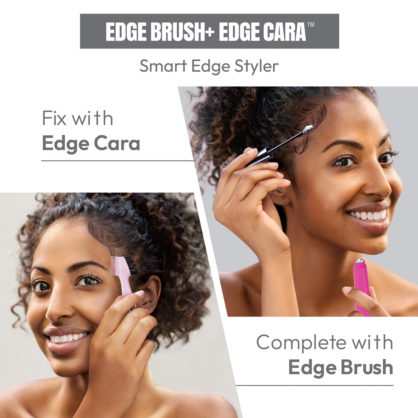 Red by Kiss Hair Brush with Edge Fixer Gel 3 in 1 Edge Control Styler for Women, Boar Bristle Brush, Sweet Peach