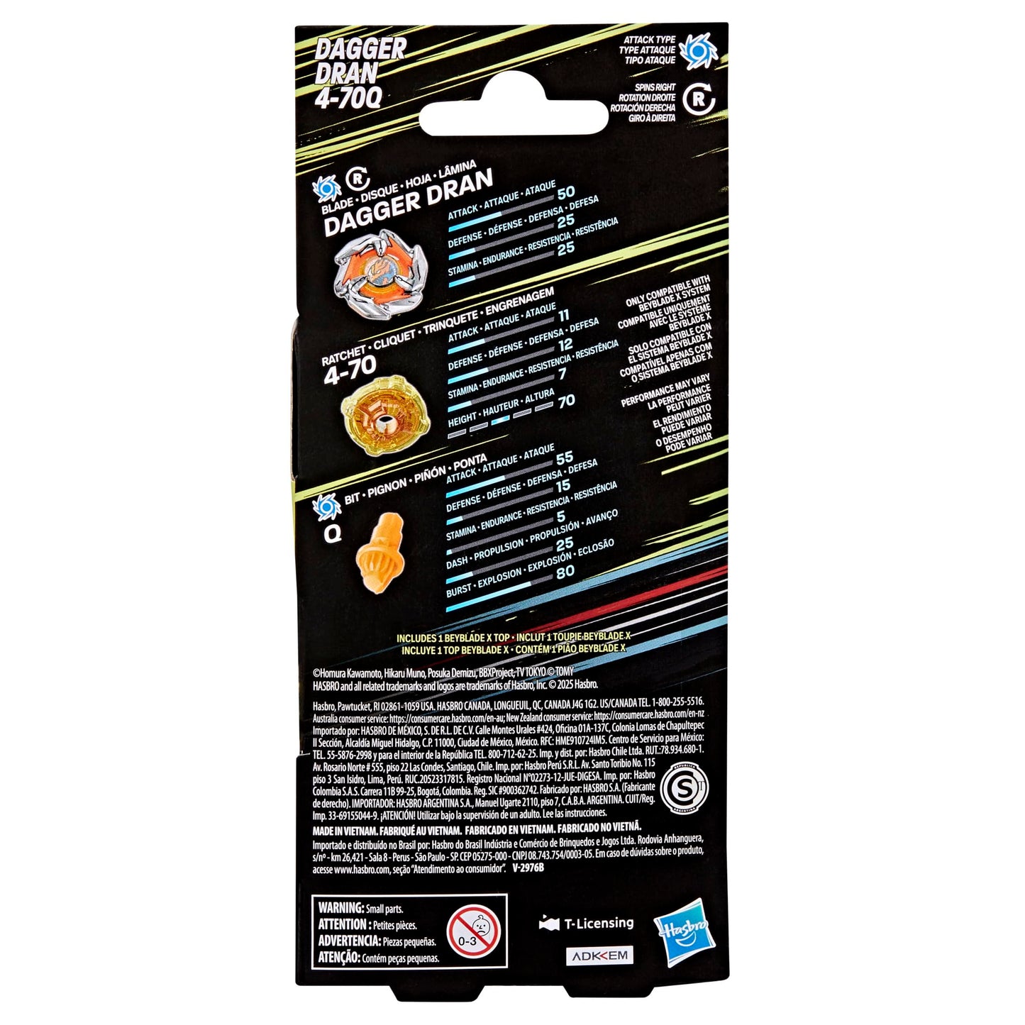 BEYBLADE X Dagger Dran 4-70Q Booster Pack Set with Takara Tomy Attack Type Top, Battling Tops Game Toys, Ages 8+