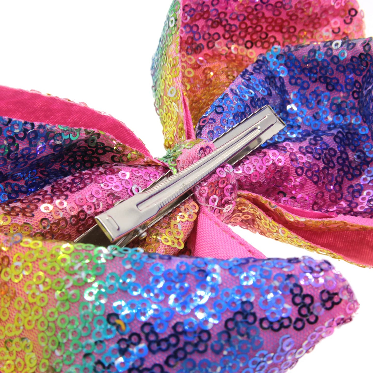 Xansema Hair Accessories: 8 Inches Sequin Alligator Barrettes for Women, Teens, and Girls (Rose)