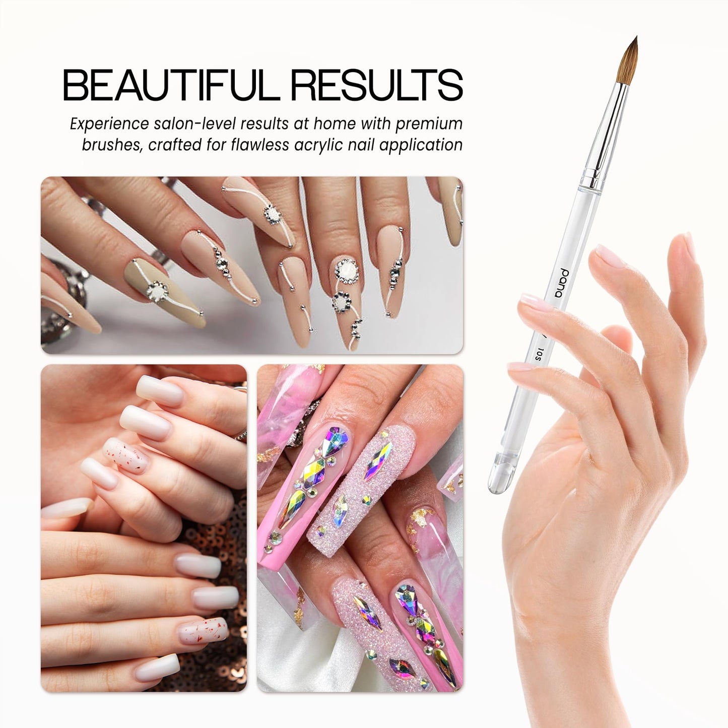 PANA Pure Kolinsky Hair Nail Brush - Round Clear Acrylic Handle (Size 10) - Nail Brush for Nail Application, Nail Extension, Manicure Pedicure Salon Beauty & Personal Care PANA