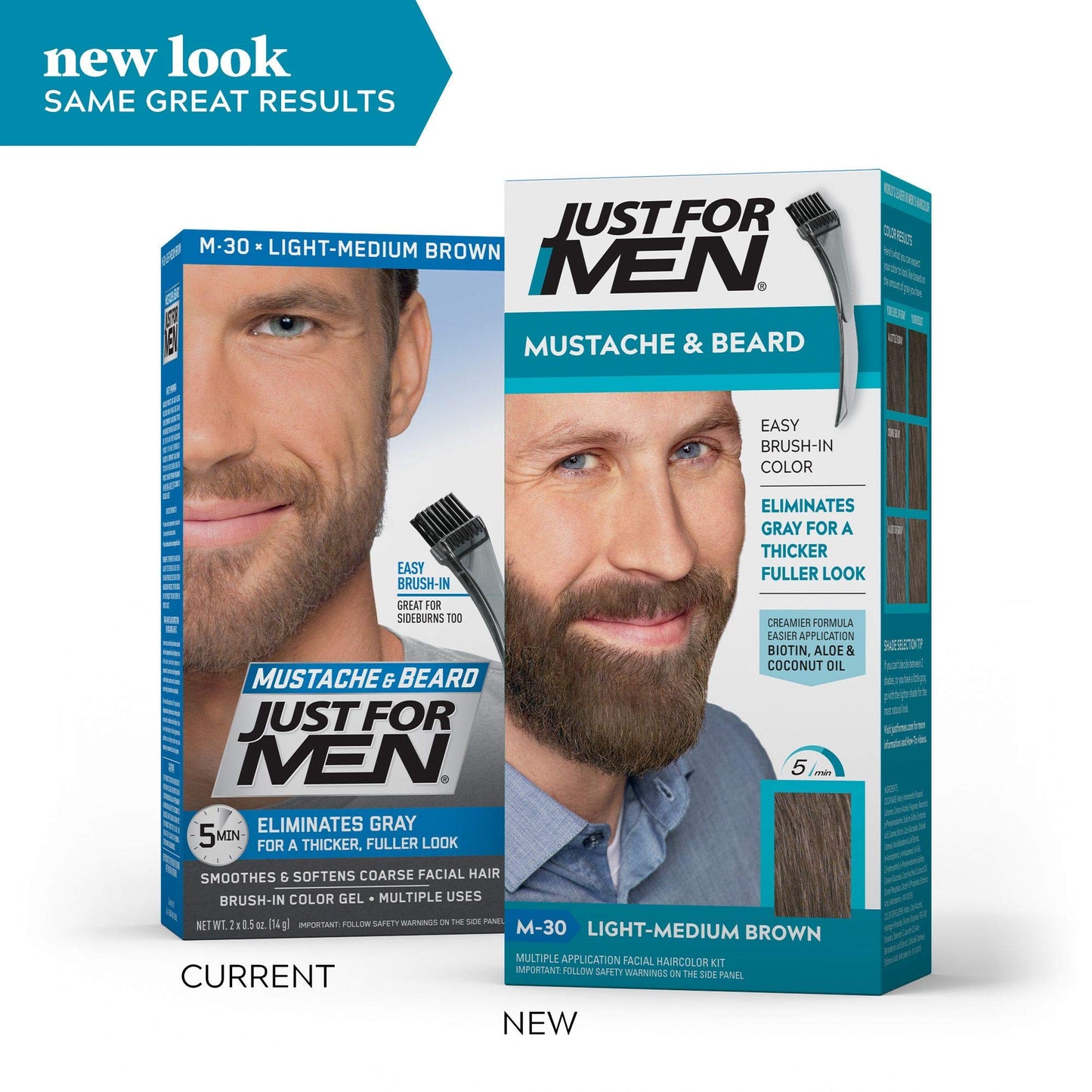 JUST FOR MEN Color Gel Mustache & Beard M-30 Light-Medium Brown 1 Each (Pack of 4)
