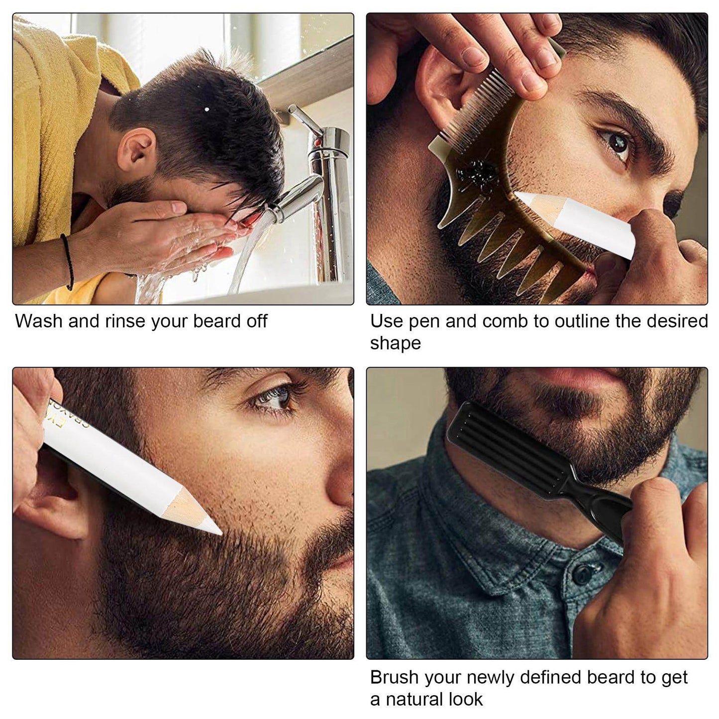Yosoo Health Gear, Professional Beard Pencil Filler for Men, Hairdressing Pen, Hairline Pencil Beard Shaping Tool (White) Beauty and Personal Care Yosoo Health Gear