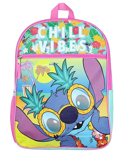 Disney Lilo and Stitch Chill Vibes Tropical 16" School Travel Backpack