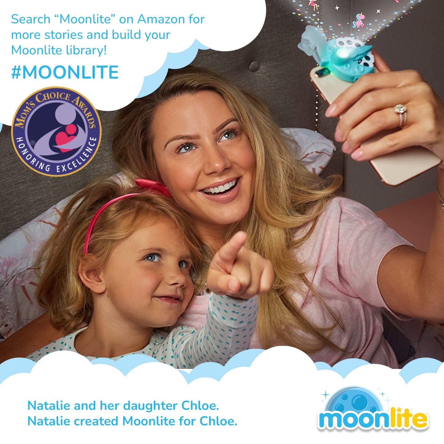 Moonlite Mini Projector with 4 Disney Princess Stories | Storytime Projector & Digital Stories | Reading Toy & Gift for Kids Ages 1+