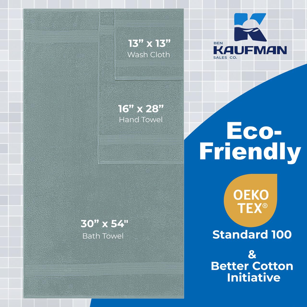 Kaufman - Luxury 100% Cotton Towels | 6 Piece Bath Towel Set | 2 Bath Towels (30 x 54), 2 Hand Towels (16 x 28), 2 Washcloths (13 x 13) | Soft…