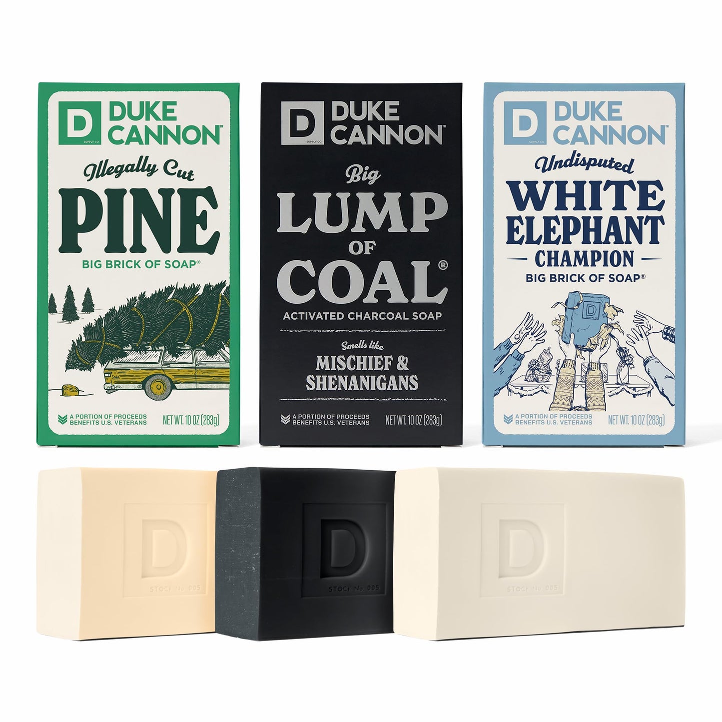 Duke Cannon Supply Co. Big Brick of Soap Bar For Men - Big Lump of Coal, Santa's Pipe Smoke, Highly Regiftable Peppermint Bark, Holiday Variety, 10