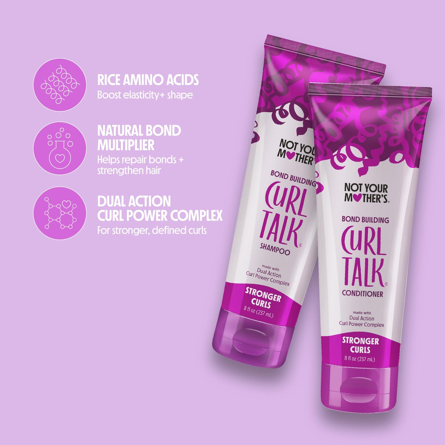 Not Your Mother's Curl Talk Bond Building Shampoo and Conditioner (2-Pack) - 8 fl oz - Strengthening Shampoo and Conditioner Set for Curly Hair Beauty and Personal Care Not Your Mother's