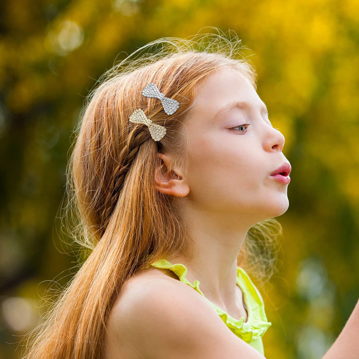 WILLBOND 6 Pcs Crystal Rhinestone Hair Clip Sparkly Bling Silver Gold Cute Bows Wedding Barrette for Women Mini Alligator Diamond Clip Bridal Hair