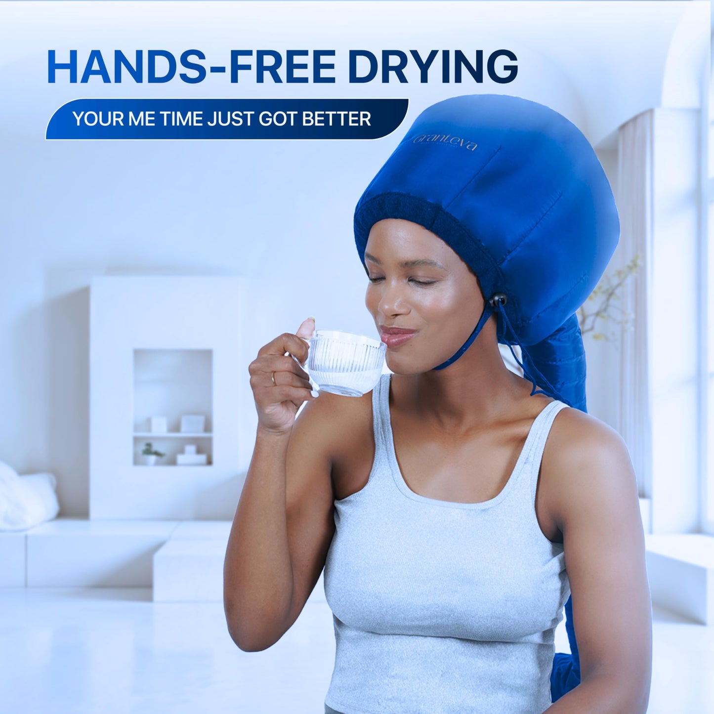Granteva Hair Dryer Bonnet Attachment w/A Headband Integrated that Reduces Heat Around Ears & Neck - Blow Dryer Attachment for Hair Dryer, Speeds Up Beauty and Personal Care Granteva