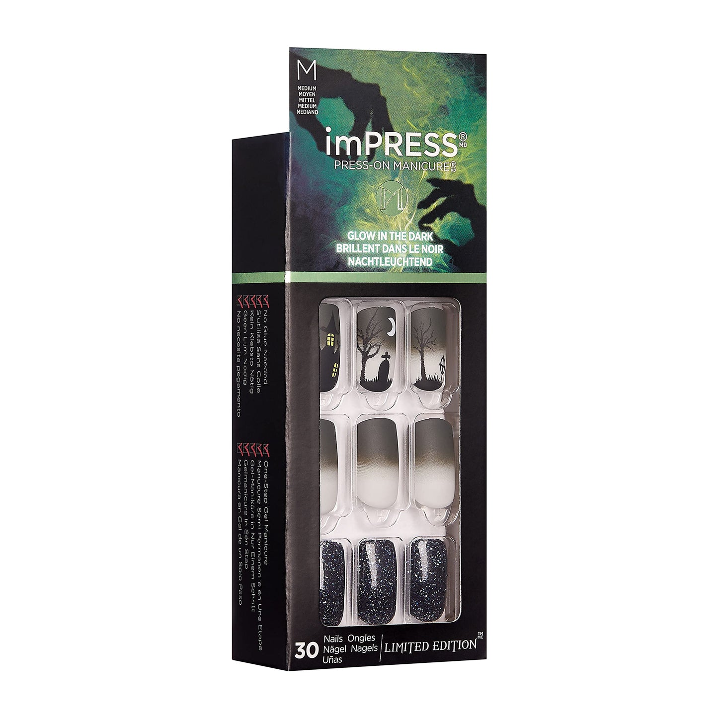 Kiss imPRESS Press on Manicure Halloween Nails - Waking the Witch, Medium Length, Square Shape, 30 Fake Nails Beauty & Personal Care KISS
