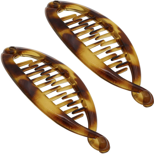 Camila Paris CP2192 2 Pack French Extra Small Banana Clip Hair Comb for Fine Hair Classic Banana Clips Hair for Thin Hair Ponytail Holder Interlocking